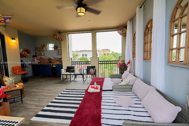 2954 NW 124th Way, Sunrise, FL 33323 - living room featuring ceiling fan and wood finished floors