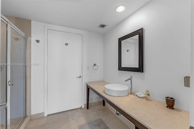 495 Brickell Ave Unit Bay1007, Miami, FL 33131 - full bathroom with a shower stall, vanity, and recessed lighting