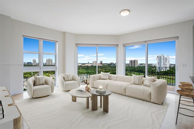 20000 E Country Club Dr Unit Ts02, Aventura, FL 33180 - living area featuring a skyline view and plenty of natural light