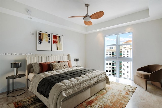 20000 E Country Club Dr Unit Ts02, Aventura, FL 33180 - bedroom featuring a tray ceiling and a ceiling fan