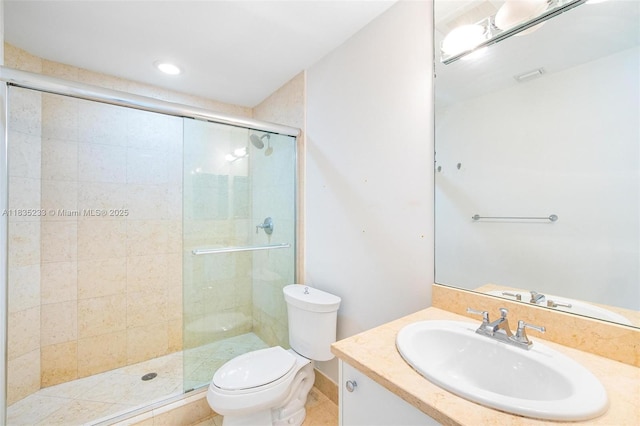 20000 E Country Club Dr Unit Ts02, Aventura, FL 33180 - bathroom featuring a stall shower, vanity, and recessed lighting