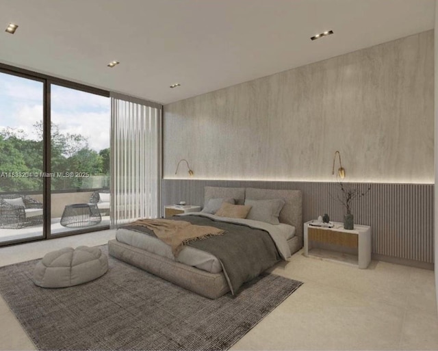 4050 Loquat Ave, Coconut Grove, FL 33133 - carpeted bedroom featuring a wall of windows and access to exterior