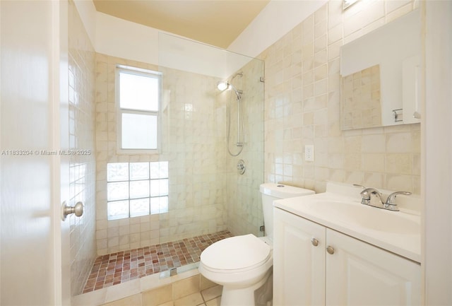 4050 Loquat Ave, Coconut Grove, FL 33133 - bathroom featuring tile walls, tiled shower, and vanity
