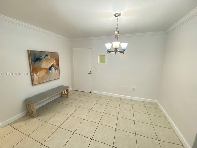 6900 N Kendall Dr Unit A102, Pinecrest, FL 33156 - spare room featuring a chandelier, crown molding, and light tile patterned floors