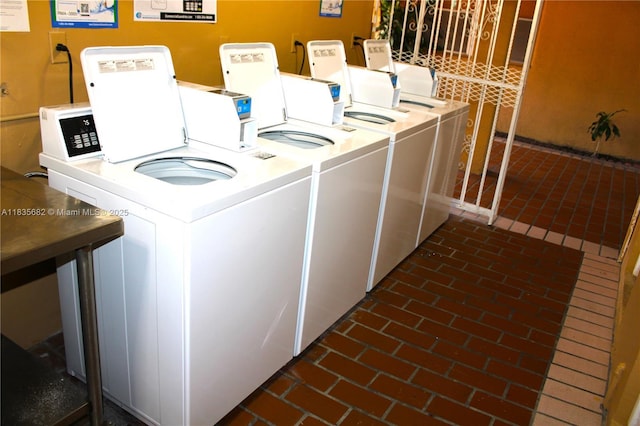 1154 W 35th St Unit 221, Hialeah, FL 33012 - shared laundry with brick floors and independent washer and dryer