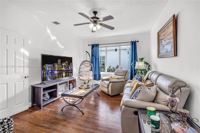 825 Jefferson Ave Unit 4, Miami Beach, FL 33139 - living area featuring a textured ceiling, ceiling fan, and wood finished floors