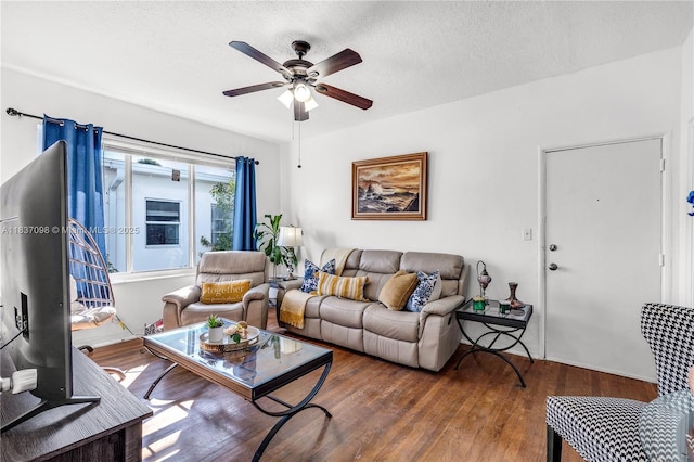 825 Jefferson Ave Unit 4, Miami Beach, FL 33139 - living area featuring a ceiling fan, wood finished floors, and a textured ceiling