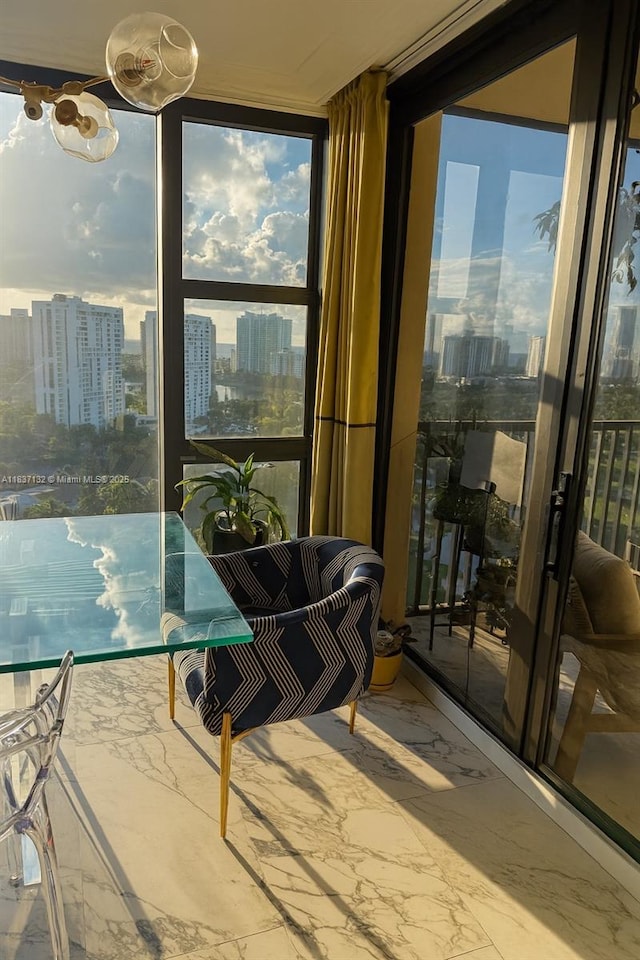20379 W Country Club Dr Unit 2333, Aventura, FL 33180 - sunroom / solarium featuring a view of city