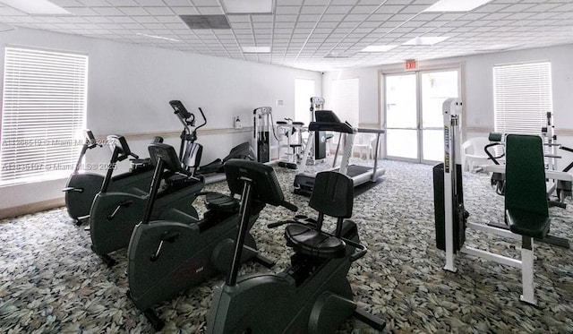 7611 Southampton Ter Unit 102, Tamarac, FL 33321 - gym featuring carpet and a paneled ceiling