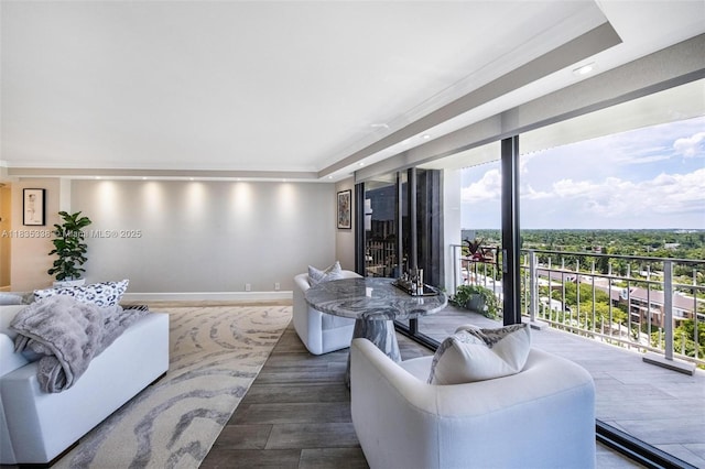 4000 Towerside Ter Unit 1507, Miami, FL 33138 - living area featuring crown molding, recessed lighting, and wood finished floors