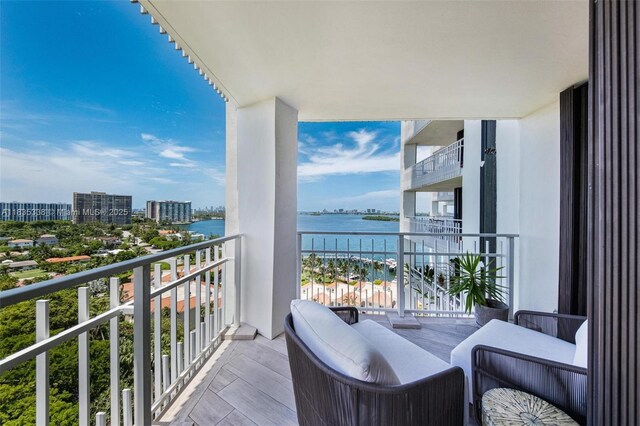 4000 Towerside Ter Unit 1507, Miami, FL 33138 - balcony with a water view and a view of city