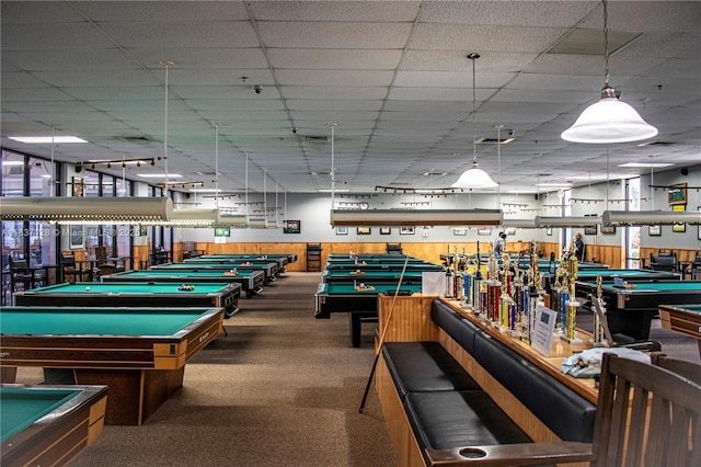 4501 Martinique Way Unit C1, Coconut Creek, FL 33066 - game room with billiards, a paneled ceiling, and carpet floors