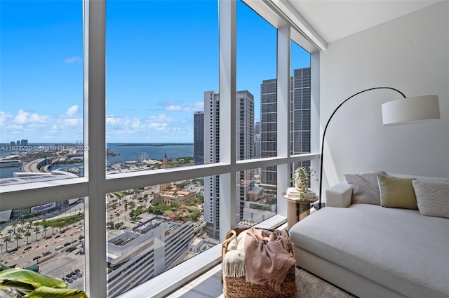 851 NE 1st Ave Unit 2809, Miami, FL 33132 - bedroom featuring a city view, a water view, and floor to ceiling windows