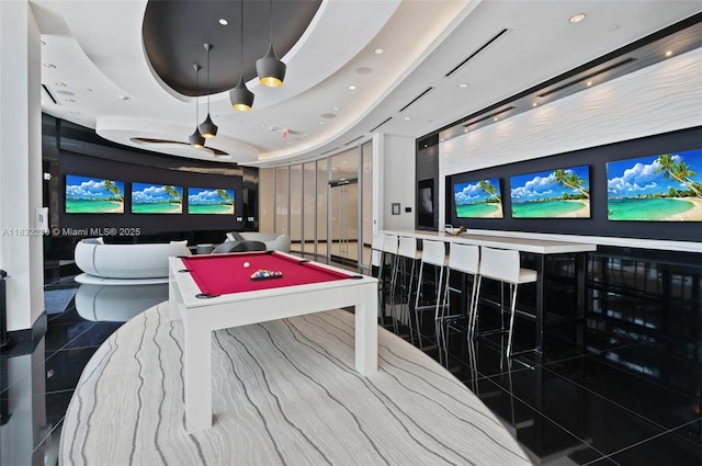 851 NE 1st Ave Unit 2809, Miami, FL 33132 - recreation room featuring billiards table, recessed lighting, and tile patterned flooring