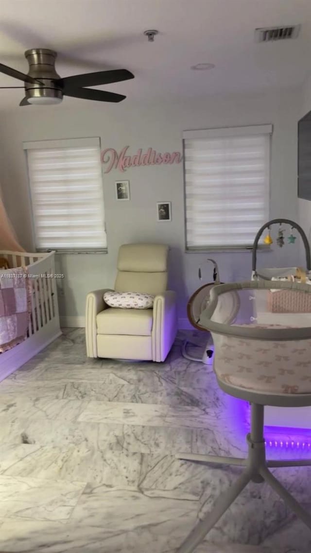 4301 SW 160th Ave Unit 215, Miramar, FL 33027 - bedroom with marble finish flooring and a ceiling fan