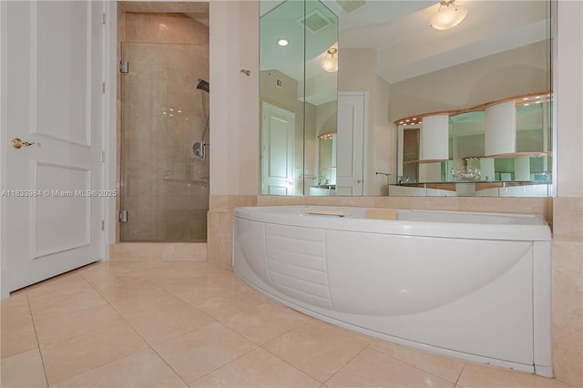 18101 Collins Ave Unit Ph5104, Sunny Isles Beach, FL 33160 - full bath with a stall shower, a garden tub, and tile patterned flooring