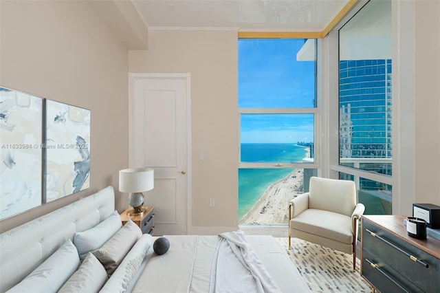 18101 Collins Ave Unit Ph5104, Sunny Isles Beach, FL 33160 - bedroom featuring a water view and ornamental molding