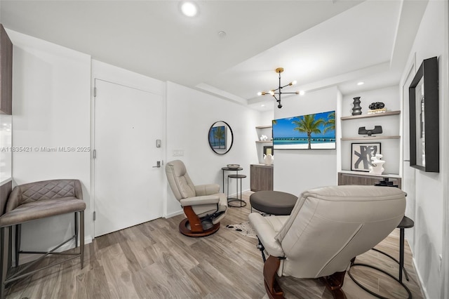 801 S Miami Ave Unit 1210, Miami, FL 33130 - living area featuring wood finished floors, recessed lighting, and a chandelier