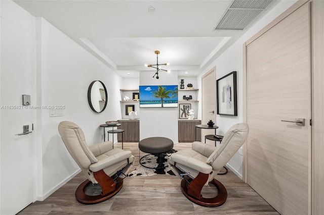 801 S Miami Ave Unit 1210, Miami, FL 33130 - living area with wood finished floors, a chandelier, and recessed lighting