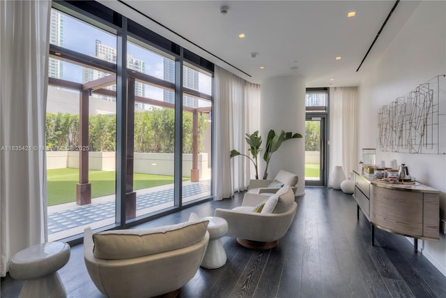 801 S Miami Ave Unit 1210, Miami, FL 33130 - living area with dark wood-type flooring and floor to ceiling windows