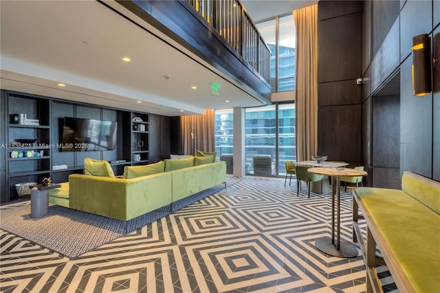 801 S Miami Ave Unit 1210, Miami, FL 33130 - community lobby with a wall of windows, recessed lighting, and a towering ceiling