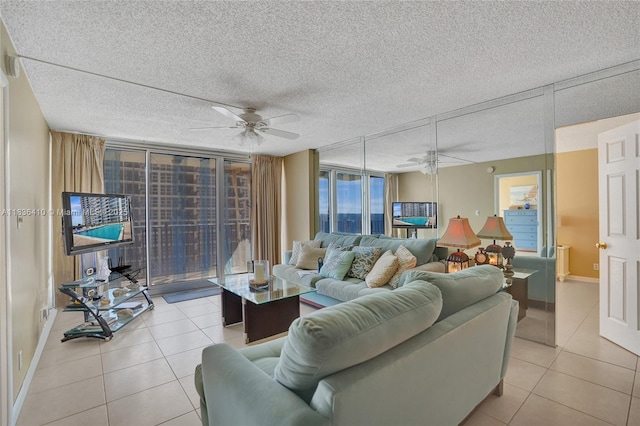 531 N Ocean Blvd Unit 1108, Pompano Beach, FL 33062 - living room featuring ceiling fan and light tile patterned flooring