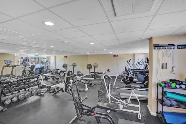 531 N Ocean Blvd Unit 1108, Pompano Beach, FL 33062 - exercise room with a drop ceiling and recessed lighting