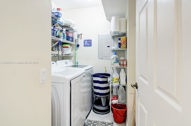 2524 NW 104th Ave Unit 101, Sunrise, FL 33322 - laundry area with independent washer and dryer, electric panel, and light tile patterned floors