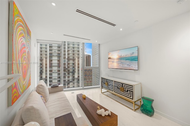 300 Biscayne Boulevard Way Unit 2703, Miami, FL 33131 - living room featuring a wall of windows and recessed lighting