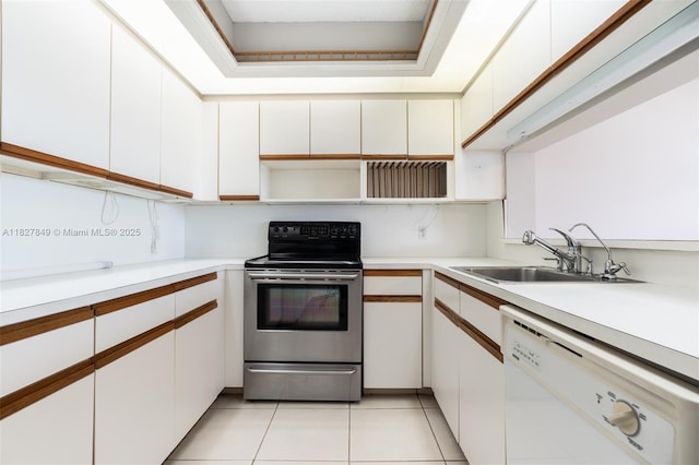 1000 SW 128th Ter Unit 312V, Pembroke Pines, FL 33027 - kitchen with stainless steel electric range, white dishwasher, light countertops, and white cabinetry