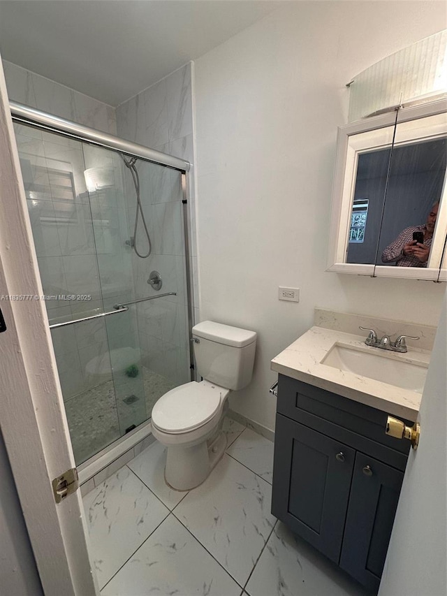 6547 SW 35th St, Miami, FL 33155 - full bath featuring marble look tiles, vanity, and a shower stall