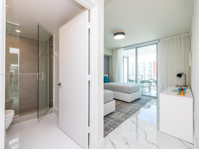 300 Sunny Isles Blvd Unit 5-1605, Sunny Isles Beach, FL 33160 - ensuite bathroom featuring a shower stall and marble finish flooring