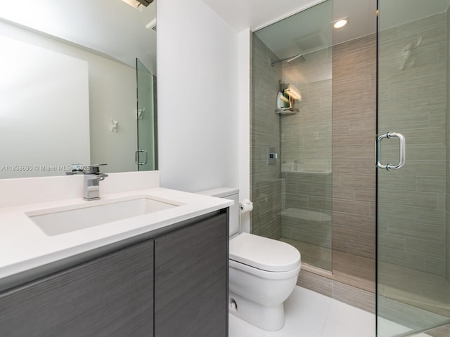 300 Sunny Isles Blvd Unit 5-1605, Sunny Isles Beach, FL 33160 - full bathroom featuring vanity, a stall shower, recessed lighting, and tile patterned flooring