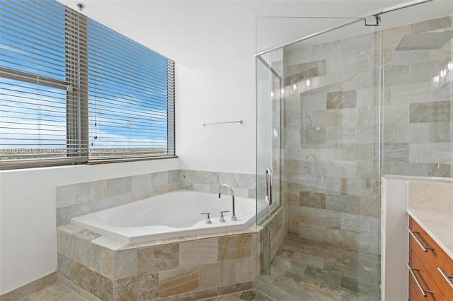 2681 N Flamingo Rd Unit 2508S, Sunrise, FL 33323 - bathroom with a garden tub, vanity, and a stall shower