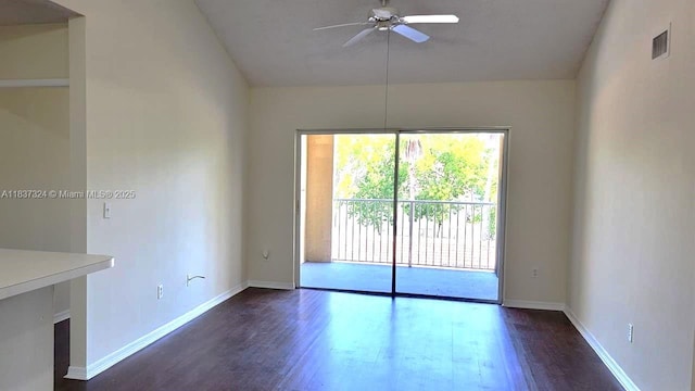 2600 S University Dr Unit 307, Davie, FL 33328 - unfurnished room featuring ceiling fan, dark wood-style floors, and lofted ceiling