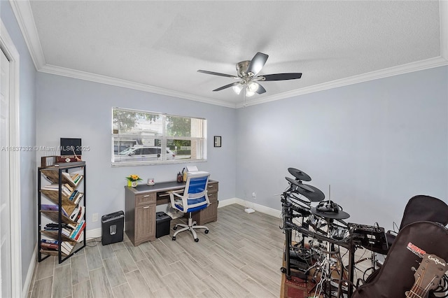 8821 NW 38th Dr Unit 103A, Coral Springs, FL 33065 - office space featuring a ceiling fan, ornamental molding, and light wood-type flooring