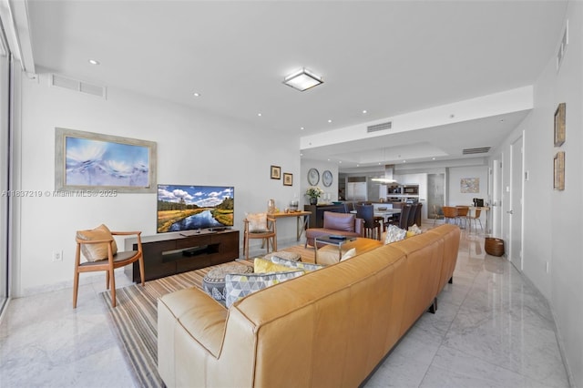 18201 Collins Ave Unit 1006, Sunny Isles Beach, FL 33160 - living room with light marble finish floors and recessed lighting
