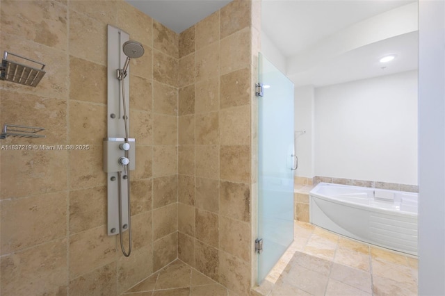 18201 Collins Ave Unit 1006, Sunny Isles Beach, FL 33160 - bathroom featuring a stall shower, a garden tub, and recessed lighting