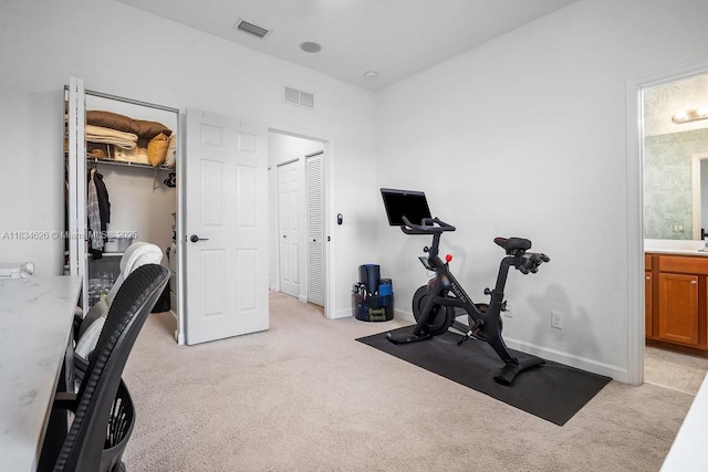 4326 Braxton Ave, West Palm Beach, FL 33417 - exercise room featuring light colored carpet