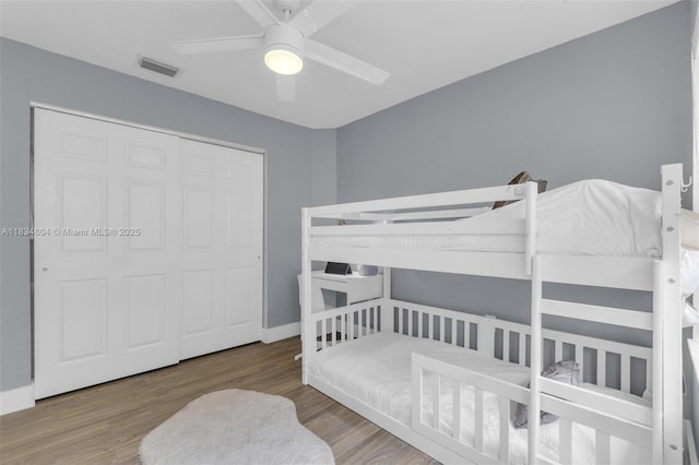 16410 Sapphire Bnd, Weston, FL 33331 - bedroom with wood finished floors, a closet, and ceiling fan