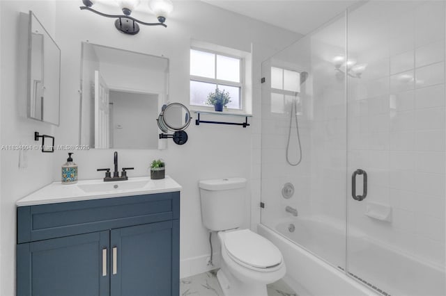 16410 Sapphire Bnd, Weston, FL 33331 - bathroom featuring vanity, enclosed tub / shower combo, and marble finish flooring