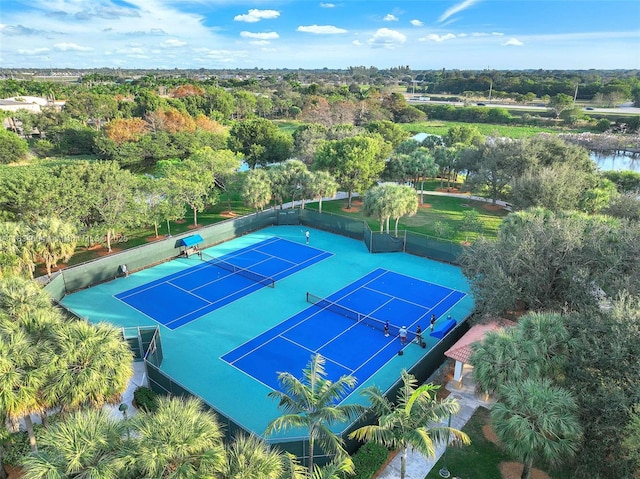 16410 Sapphire Bnd, Weston, FL 33331 - view of tennis court featuring view of wooded area