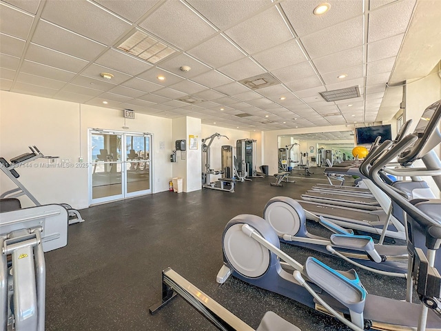 5701 Collins Ave Unit 1611, Miami Beach, FL 33140 - workout area with a drop ceiling and recessed lighting
