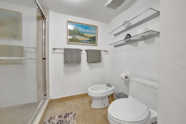 1717 N Bayshore Dr Unit A-3237, Miami, FL 33132 - bathroom with a shower stall, a bidet, and tile patterned floors
