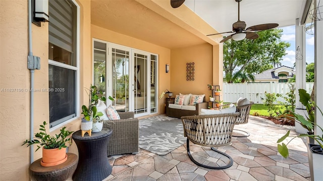 16204 SW 18th Pl, Miramar, FL 33027 - view of patio with a ceiling fan and an outdoor living space