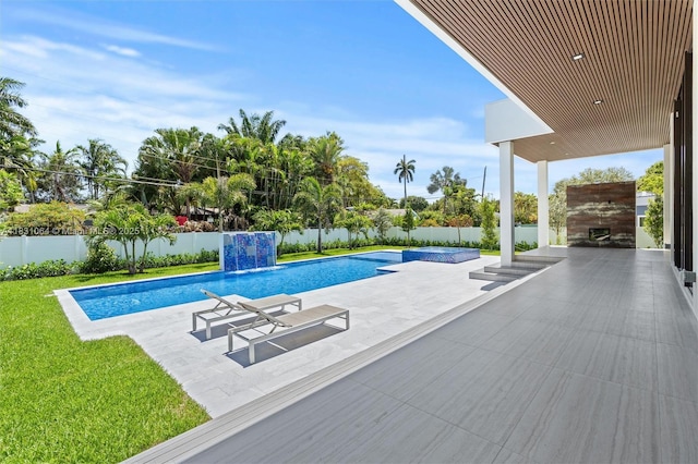 416 NW 24th St, Wilton Manors, FL 33311 - view of swimming pool with a patio area and a fenced backyard