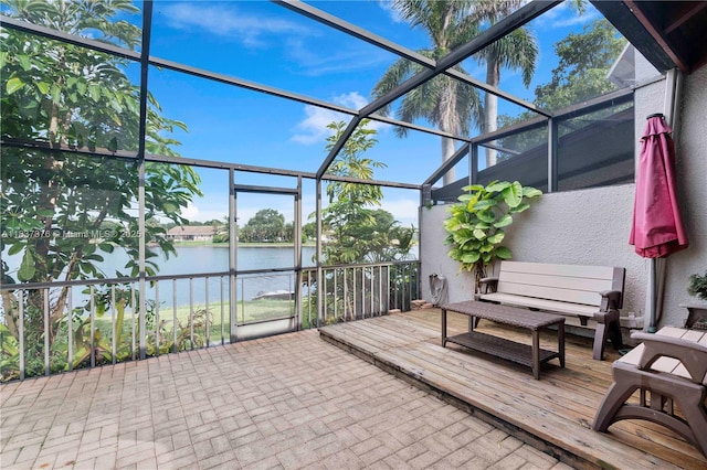 1512 NW 113th Way, Pembroke Pines, FL 33026 - view of patio featuring a deck with water view and glass enclosure