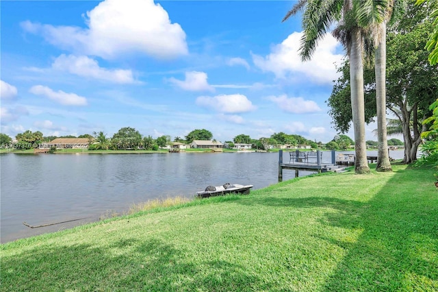 1512 NW 113th Way, Pembroke Pines, FL 33026 - dock area featuring a lawn and a water view