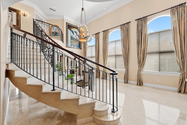 66 S Hibiscus Dr, Miami Beach, FL 33139 - kitchen featuring open shelves, crown molding, appliances with stainless steel finishes, arched walkways, and tasteful backsplash
