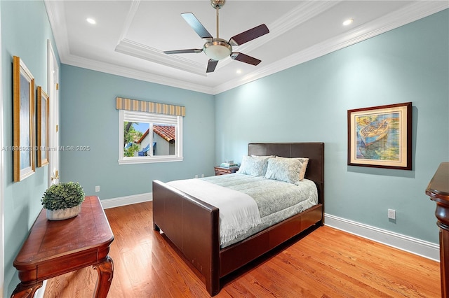 66 S Hibiscus Dr, Miami Beach, FL 33139 - bedroom featuring light wood finished floors, a walk in closet, recessed lighting, ornamental molding, and a ceiling fan